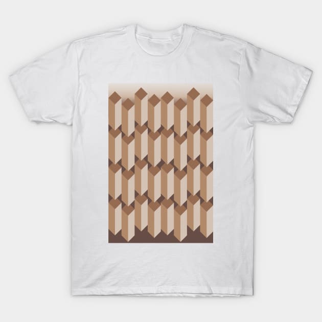 Erecting brown Cubes T-Shirt by kallyfactory